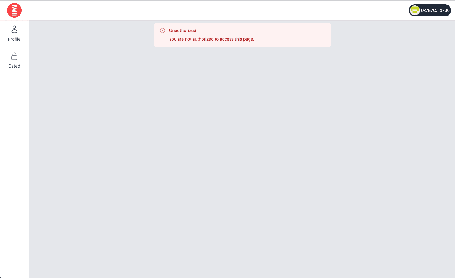 User not authorized screenshot